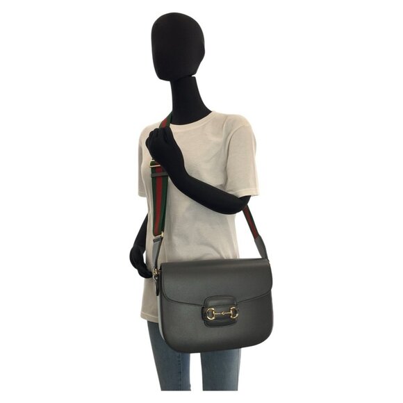 GUCCI Gray Leather Horsebit Shoulder Bag - Picture 8 of 10